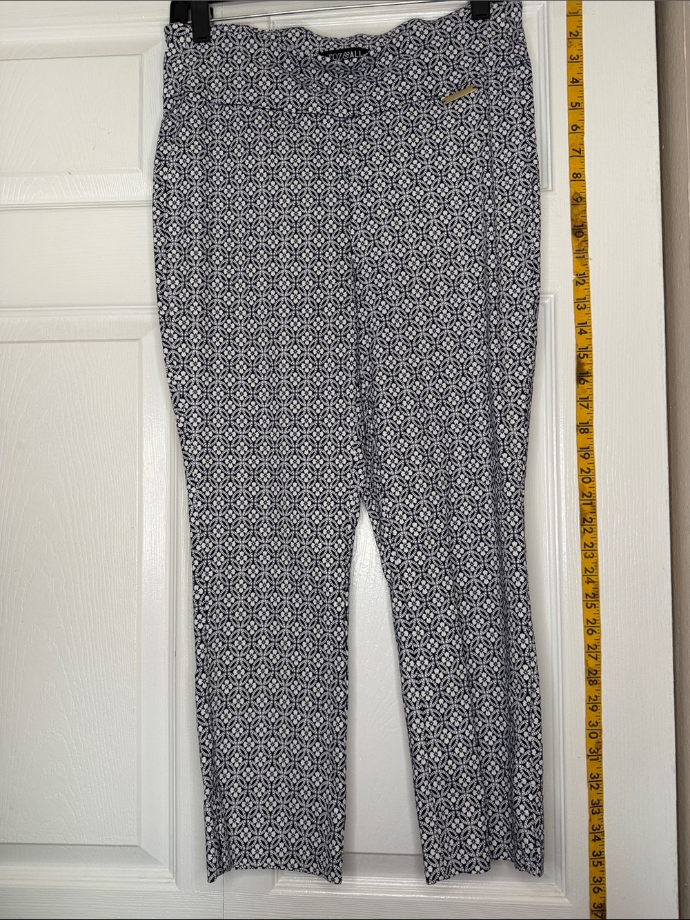 Navy  & White Geometric Stretch Pants